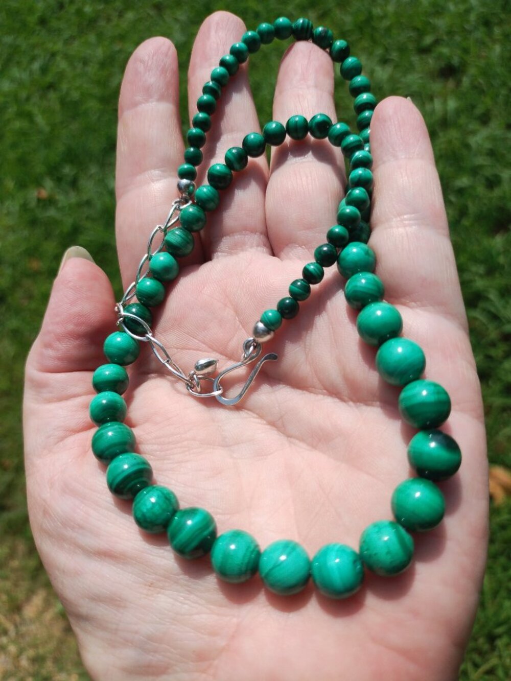 Jay King DTR Malachite necklace with 925 Sterling Silver clasp, beautiful!